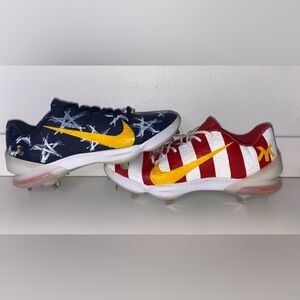 Nike Custom Force Zoom Trout Cleats, Size 11.5, Blue and Red with Bold Swoosh